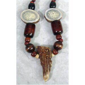 1970s Necklace 3 Antler Tip Gnarly Chunks Tribal Ethnic Nomad Talisman Southwest
